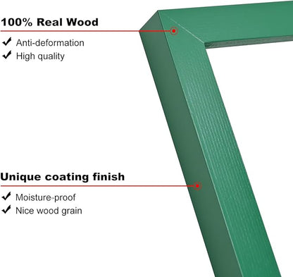 KINLINK 5x7 Picture Frame Green, Solid Wood Frames with Acrylic Plexiglass for 3.5x5/4x6 with Mat or 5x7 without Mat, Tabletop and Wall Display Photo Frame, Set of 4