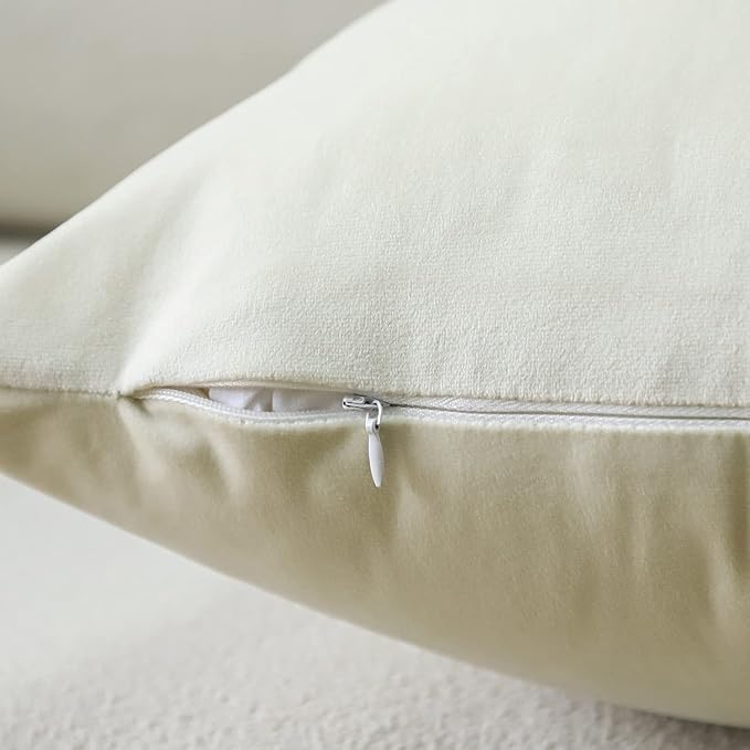 Artscope Luxury Velvet Pillow Covers Super Soft Decorative Square Throw Pillow Covers Case Cushion Covers for Sofa Couch Bedroom Car Decor 16x16 Inch Cream White