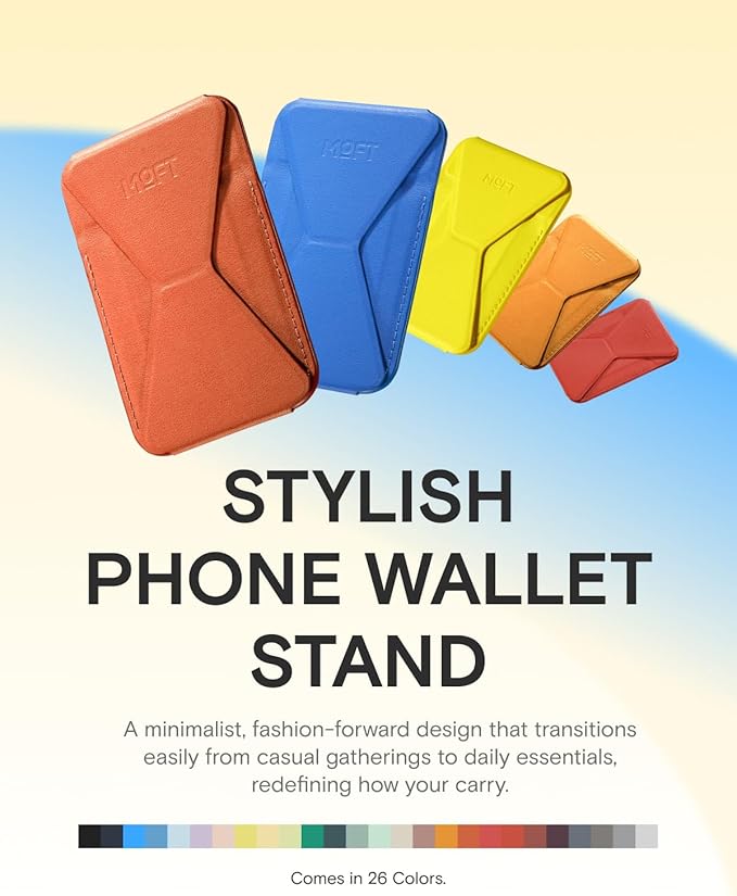 MOFT Magnetic Wallet Stand Compatible with iPhone 17/16/15/14/13/12 Series, Angle Adjustment & Magsafe Compatible MOVAS Phone Stand,Sunrise