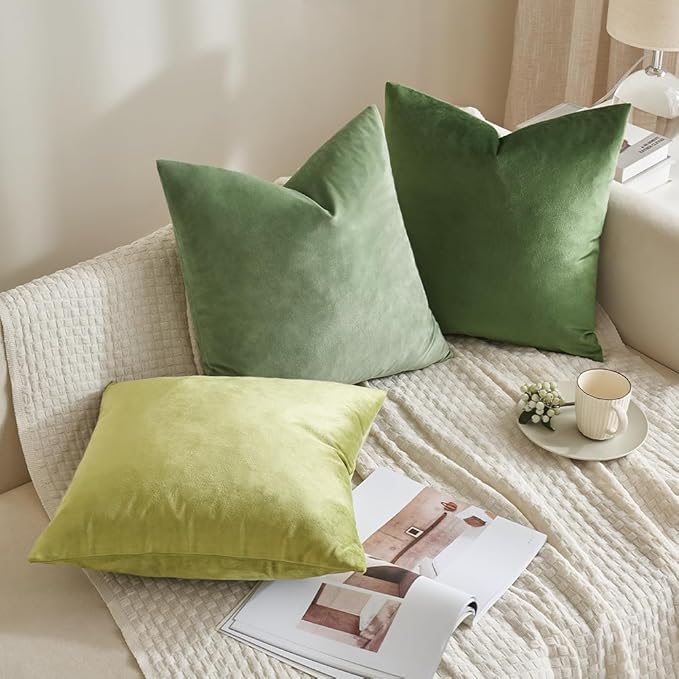 MIULEE Velvet Throw Pillow Covers 12x20 Inch, Pack of 2 - Sage Green, Soft Solid Lumbar Decorative Pillow Covers Modern Luxury Home Decor for Spring Couch Sofa Bedroom Livingroom