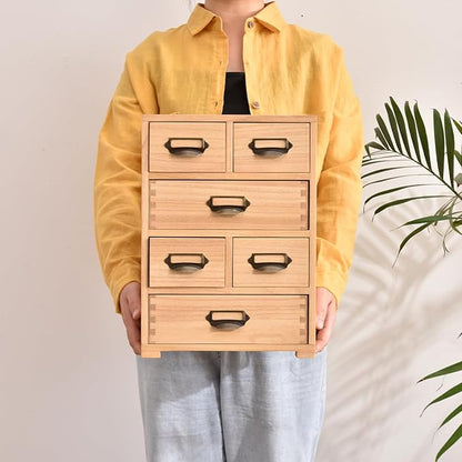 KIRIGEN Wooden Storage Cabinet Organizer Desktop Storage Drawers for Home Office Supplies Natural(4D6CG-NA)