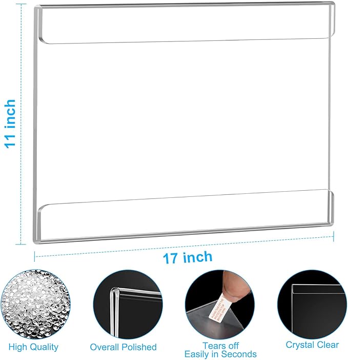 EHWINE 4 Pack 11x17 Wall Mount Acrylic Sign Holder,Horizontal Wall Signs Photo Menu Flyer Display Holders, Plastic Clear Acrylic Frames for Office Home Hotel Business Store (with Adhesive Tape)