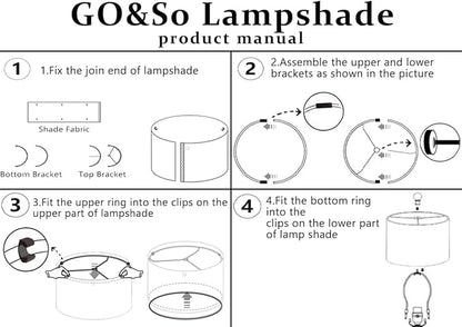 GO&SO Black Velvet Lamp Shades Set of 2 Medium Drum Lampshades -13" Top x 13" Bottom x 10" High(Spider) Traditional Fabric Lamp Shade for Table Lamps - Replacement Lampshade - Assembly Required