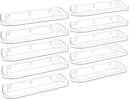 SpaceWhisper Floating Shelves for Wall, 10-Pack 15" Wall Shelves for Bathroom, Bedroom, Living Room, Display Hanging Shelf Organizer for Book, Picture Ledge, Figure Storage, Room Decor (Clear)