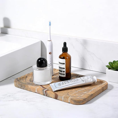 Koville Marble Tray, 12"x8" Marble Vanity Tray for Bathroom Kitchen Countertop, Rectangular Stone Tray for Cosmetics Perfume Trinket, Decorative Catchall Trays (Rainforest Gold)