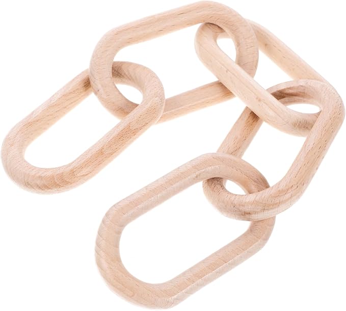 Wood Chain Link Decoration for Living Room Dining Table and Shelf Decor Rustic Ornament for Minimalist Aesthetic