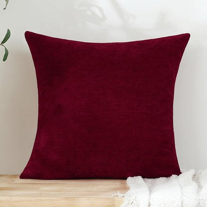 Jeneoo Santa Red Decorative Throw Pillow Covers Soft Chenille Comfy Square Couch Cushion Cases for Living Room Sofa Decor (Set of 1, 24 x 24 Inches)