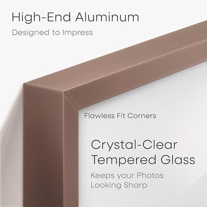 Homeforia 5x7 Picture Frame Mocha, High End Metal 5 x 7 Mocha Frames with Mat 4 x 6 for Art, 5x7 Desk Frame Matted to 4x6 inch Photo, 5 by 7 Wall or Tabletop Frames, Tempered Glass, Wall Kit, Set of 1