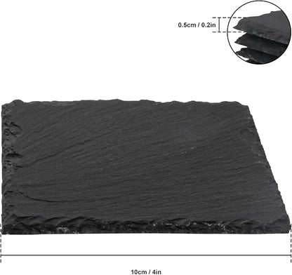 30 Pack 4 Inch Square Slate Coasters,Black Stone Coasters with Anti-Scratch Bottom, Ideal for Home Decor, Bar, Housewarming Gifts, and Laser Engraving KUKLIPJIM