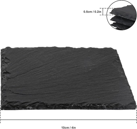 20 Pack 4 Inch Square Slate Coasters,Black Stone Coasters with Anti-Scratch Bottom, Ideal for Home Decor, Bar, Housewarming Gifts, and Laser Engraving KUKLIPJIM
