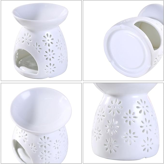 Ceramic Tea Light Candle Holder, Essential Oil Burner Wax Melt Burner, Incense Aroma Diffuser, Home Decor