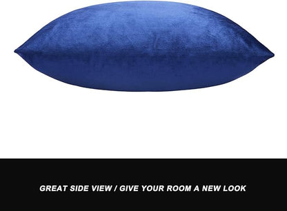 GIGIZAZA Blue Decorative Velvet Pillow Covers, 22x22 Square Couch Solid Throw Pillows Bedroom Set of 2 Home Decor Super Soft Cushion Cover for Living Room