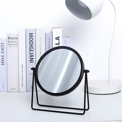 LONGSHENG - SINCE 2001 - Vintage Metal Cosmetic Mirror - Round Beauty Mirror - 6.49 inch for Dresser Vanity Table Desk - Black
