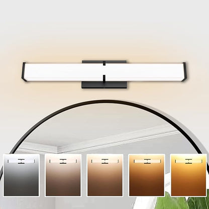 15.74Inch 2000LM Bathroom Light Fixtures 5CCT Optional, Black Modern LED Vanity Lights Clear Shade, Dimmable Bathroom Lighting Fixtures Over Mirror - ETL Listed