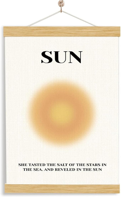 YGSDZY Sun Hanging Poster, Canvas Wall Art, Rustic Hanging Canvas Poster, Sun Decor, Gallery Decor, Aesthetic Fabric Posters for Bedroom, Living Room Decors, Gift for Her, 11.8 * 15.7