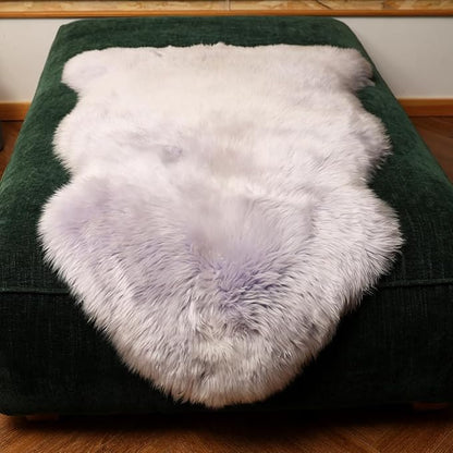 LLB Genuine Sheepskin Area Rug Wool Rug Fur Carpet Fluffy Shaggy Fur Rug for Living Room Kids Bedroom Real Sheepskin Throw Lambskin Rugs Sofa Mat Chair Seat Covers (Taro Purple, 2 x 3 ft Sheepskin)