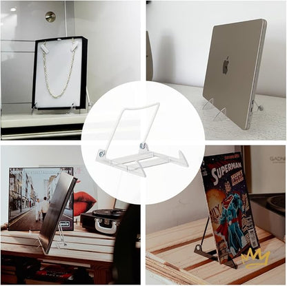 KINGDOM SOLUTIONS Made in USA 36-Pack Adjustable Acrylic Easels - Plate Stand - Sturdy Book Stand for Art, Pictures, Plates, Frames - Unique on The Market
