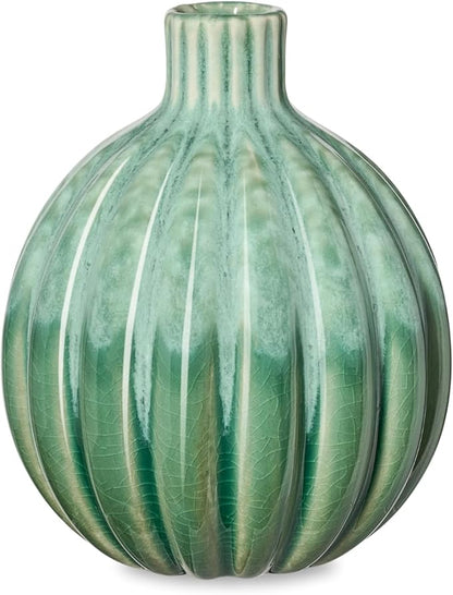 Torre & Tagus 5" Reactive Glaze Ceramic Green Bud Vase - Mint Green Two-Tone Handmade Textured Vases for Home Decor & Flowers as Small Decorative Accents for Coffee Table & Shelf (Allium 5 Inch Vase)