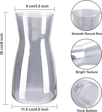 Glass Vases for Flowers, 8 Inch Tall Ins Modern Gray Crystal Clear Glass Vases for Centerpieces Home Desk Decoration, Decorative Glass Table Vase for Birthday Wedding Housewarming Gift