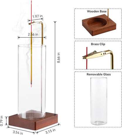 2 Pack Incense Holder for Sticks, Insence-Stick Holder Ash Catcher with Removable Glass [Anti-Ash Flying], Mess-Free Incense Burner, Perfect for Meditation Yoga Relaxation, Home Decor