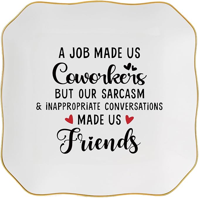 Coworker Gifts for Women Jewelry Dish Tray - Co worker New Job Going Away Farewell Gifts for Coworkers Women Birthday Christmas Retirement Thank You Gift - A Job Made Us Coworkers&Friends