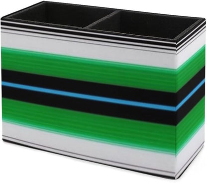 Large Desk Leather Pen Holder Table Pen Organizer Makeup Brush Storage Purple Mexican Blanket Stripes