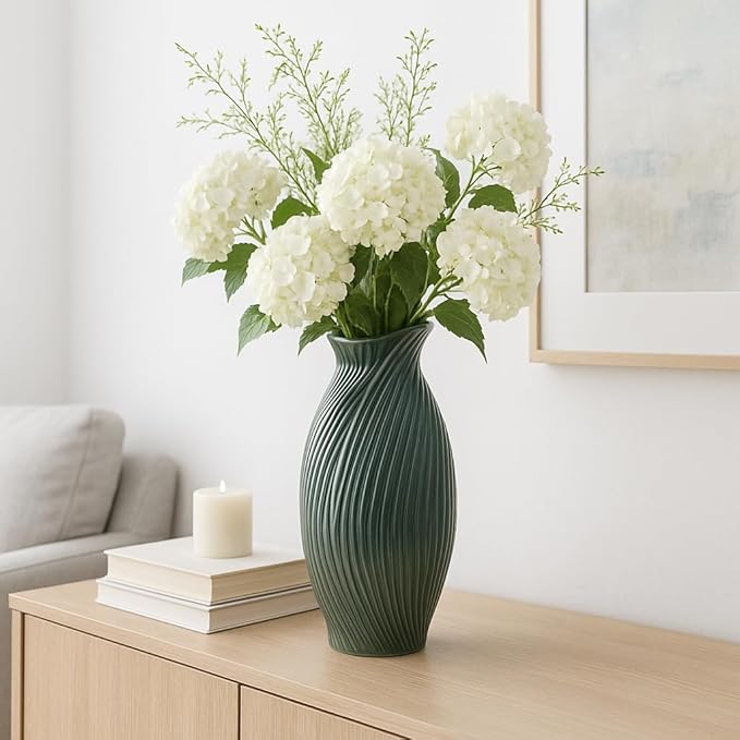 Ceramic Vase for Office Decor Display – Stylish Flower Vase for Home, Bedroom, Living Room, House, and Table Decor – Elegant Accent for Any Room or Centerpiece Statement – 16”, Green