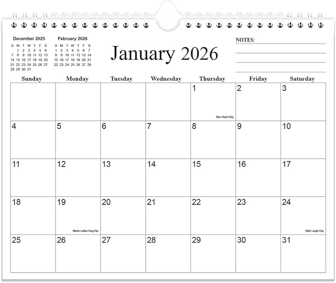 2026 Calendar - 18 Months Calendar 2026 from January 2026 to June 2027, Wall Calendar 2026 with Thick Paper for Home/Office/School, 8.5" x 11", Black