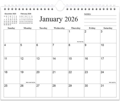 2026 Calendar - 18 Months Calendar 2026 from January 2026 to June 2027, Wall Calendar 2026 with Thick Paper for Home/Office/School, 8.5" x 11", Black