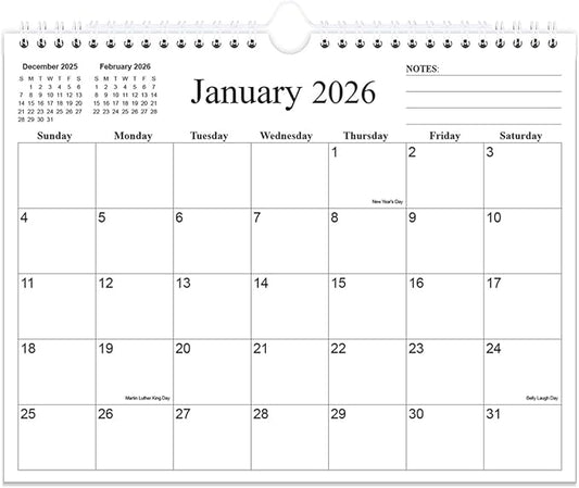 2026 Calendar - 18 Months Calendar 2026 from January 2026 to June 2027, Wall Calendar 2026 with Thick Paper for Home/Office/School, 8.5" x 11", Black