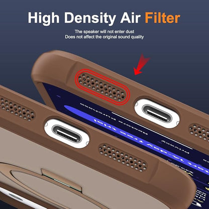 Compatible with iPhone 17 Pro Max Case with Invisible Magnetic O-Ring Stand Military-Grade Translucent Case for iPhone 17 ProMax 6.9" [Compatible with Mag-Safe][Great Grip Feeling],Desert Brown