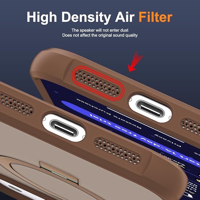 Compatible with iPhone 17 Pro Case with Invisible Magnetic O-Ring Stand Military-Grade Translucent Phone Case for iPhone 17 Pro 6.3" [Compatible with Mag-Safe][Great Grip Feeling],Desert Brown
