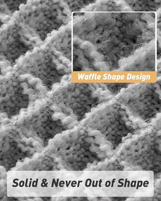 AMOAMI Upgraded Waffle Bath Mat, Super Absorbent Non Slip Bath Mats for Bathroom Floor, Machine Washable Bathroom Rugs with Tassels, Rubber Backed Bathroom Mats, Ultra Soft, 20" x 32", Light Grey