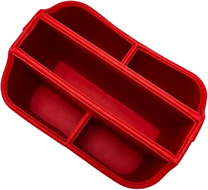 UnionBasic Rotating Desk Organizer, 360 Degree Desk Spinning Caddy, Desktop TV Guide/Mail/Media/Remote Controller Holder Organizer, Red