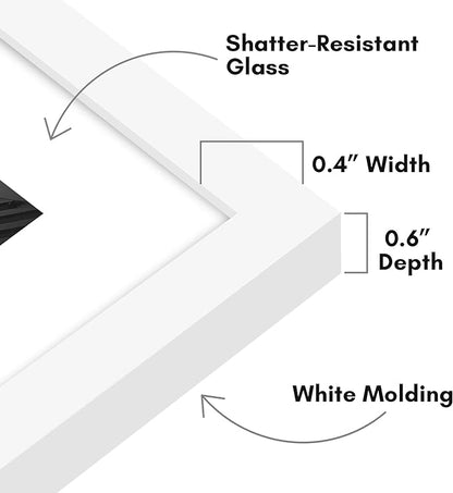 Americanflat 8x8 Picture Frame with Shatter-Resistant Glass - Use as 5x5 Frame with Mat or Display 8x8 Photo Without Mat - Streamline Collection - Square Frames for Tabletop or Wall - White