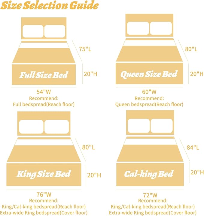 HZ & HY Oversized King Bedspread 128x120 Extra Wide, Quilted Coverlet Bedding Set, Lightweight Thin Comforter, Reversible, Luxurious, 5 Piece, 100% Microfiber, Honey Gold