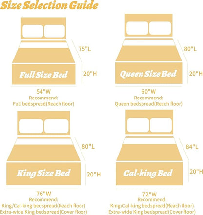 HZ & HY Oversized King Bedspread 138x122 Extra Wide, Quilted Coverlet Bedding Set, Lightweight Thin Comforter, Reversible, Luxurious, 5 Piece, 100% Microfiber, California/Alaskan King, Honey Gold