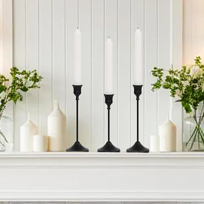Candlestick Holders 45 PCS, Metal Taper Candle Holder, Matte Black Candle Holders for Pillar Candles, Vintage Dining Table Centerpiece Decorations for Wedding Party Christmas Halloween Decor