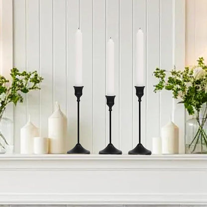Candlestick Holders 6 PCS, Metal Taper Candle Holder, Matte Black Candle Holders for Pillar Candles, Vintage Dining Table Centerpiece Decorations for Wedding Party Christmas Halloween Decor