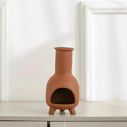 Handmade Terracotta Palo Santo Holder Burner & Sage Holde - Mexican Style Mini Tabletop Chiminea Tray with Ash Catcher, Decorative Incense Holder for Spiritual Meditation & Yoga