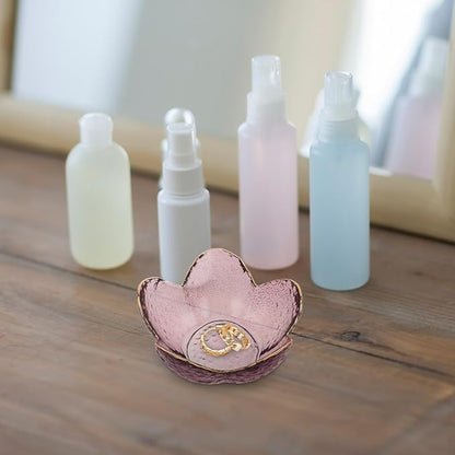 Vintage Glass Flower Jewelry Trinket Dish Small Ring Holder Bowl for Women Bedside Vanity Desk Decor Gift for Mom Wife Daughter