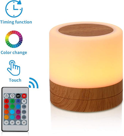 Nursery Night Light for Kids, USB Rechargeable Small Desk Lamp,13 RGB Colors & 4 Brightness & 1 Remote, Touch Bedside Cordless Table Lamp, Portable Night Lamp for Bedroom Living Room (2 Pack Brown)