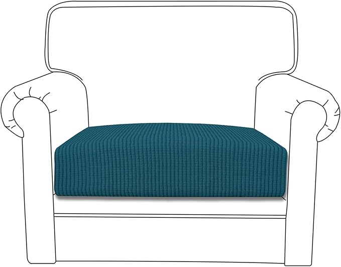 Easy-Going Stretch Chair Cushion Cover Sofa Cushion Furniture Protector Sofa Seat Sofa Slipcover Sofa Cover Soft Flexibility with Elastic Bottom(Chair Cushion, Peacock Blue)