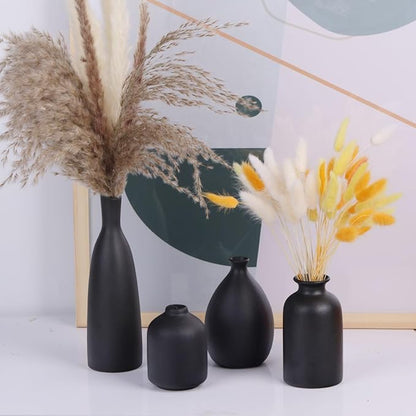 Black Ceramic Bud Vases Set of 4, Farmhouse & Mantle Decor, Living Room, Kitchen & Office, Coffee Table Decor, Bulk