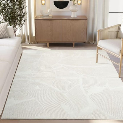 Abani Zen 6' x 9' Cream Rug – Neutral Brush Stroke Sandbrush Design, Large Soft Area Rug for Living Room & Bedroom, Durable & Easy to Clean