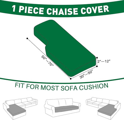 MAXIJIN Couch Cushion Covers for Sectional Sofa, Stretch Sofa Cushion Cover Washable Furniture Protector with Elastic Bottom & Non-Slip Strap for Pets Kids (1PC Chaise Cover, Brown)