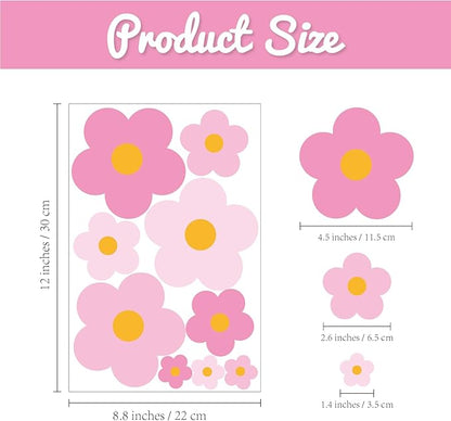 81 Pieces Wall Decal Flower Stickers - Removable Peel & Stick Wall Decals for Kids' Girls Room Decor(Pink)