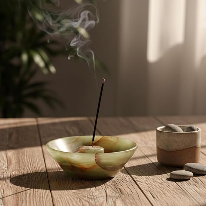 Radicaln Marble Incense Holder 5.5" Inches Green Handmade Incense Stick Holder for Palo Santo Holder, Ideal Marbles Ashtray & Incense Holder Marble for Bedroom