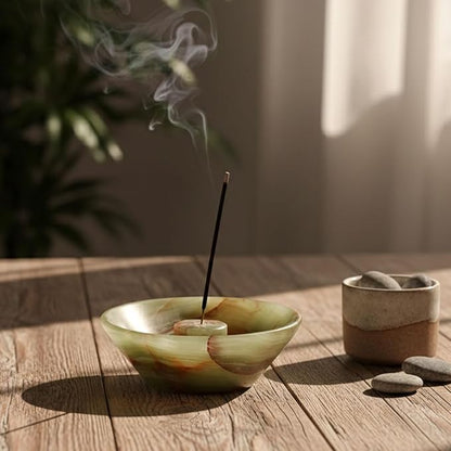 Radicaln Marble Incense Holder 5.5" Inches Green Handmade Incense Stick Holder for Palo Santo Holder, Ideal Marbles Ashtray & Incense Holder Marble for Bedroom