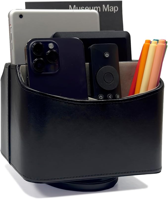 UnionBasic Rotating Desk Organizer, 360 Degree Desk Spinning Caddy, Desktop TV Guide/Mail/Media/Remote Controller Holder Organizer, Black